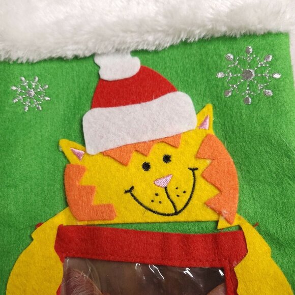 Christmas Cat Stocking Photo Slot 14 in Felt With Santa Hat Cat Design - Picture 2 of 4
